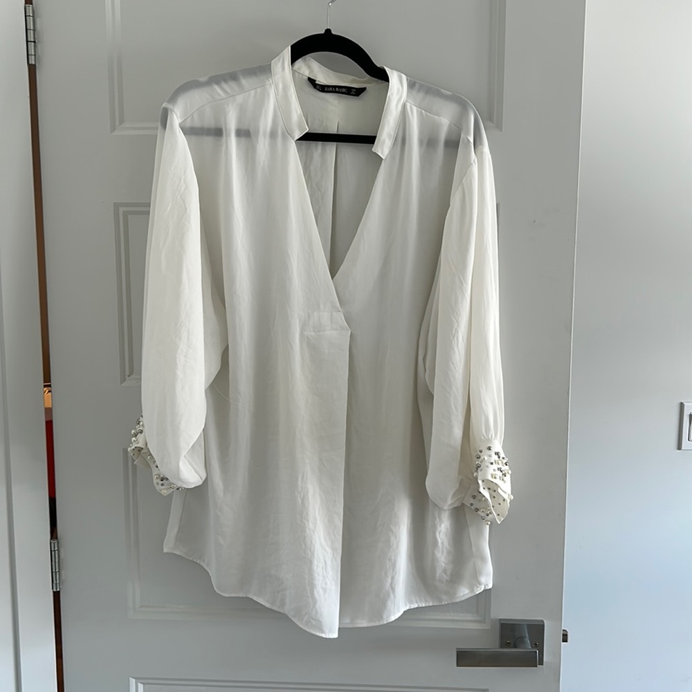 Zara pearl cuff blouse